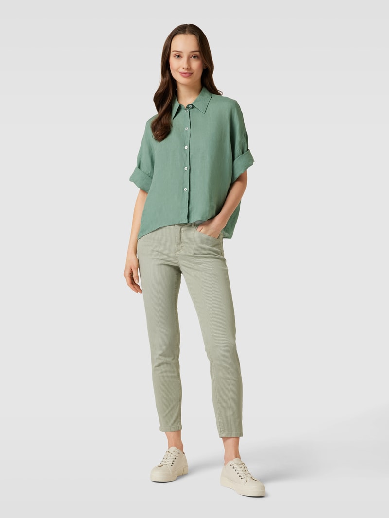 Jeans mit Streifenmuster Modell 'Ornella' in khaki