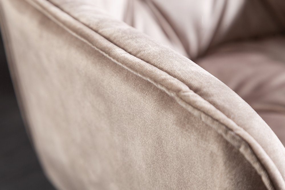 riess-ambiente Stuhl MILANO champagner, Esszimmer · Samt · Metall · mit Armlehne · Chesterfield-Steppung