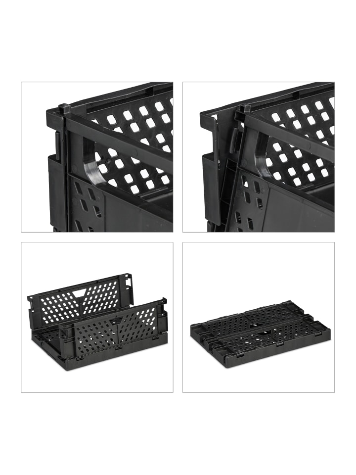 relaxdays 2 x Klappbox in Schwarz - (B)25 x (H)10 x (T)16,5 cm günstig kaufen onesize