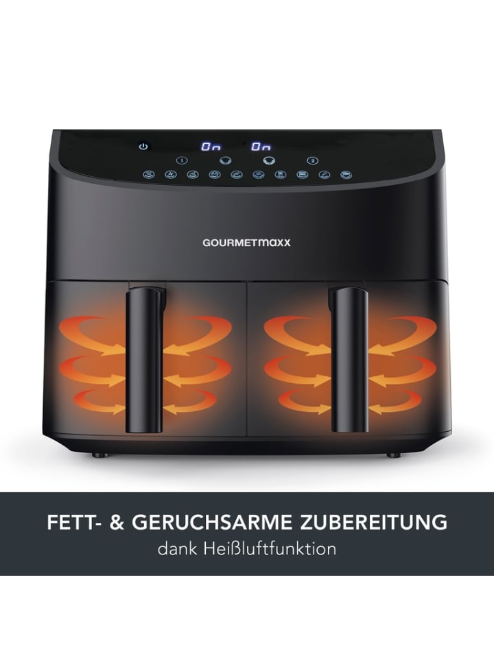 Gourmetmaxx GOURMETmaxx Heißluft-Fritteuse Doppelkorb - 2x 3,5 l - schwarz günstig kaufen onesize