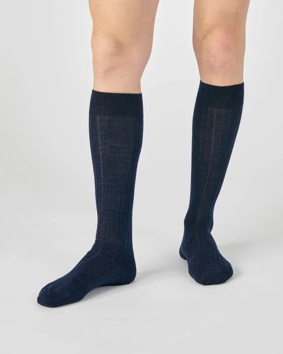 Lot de 2 paires de mi-bas côte Derby 80% laine Mérinos.