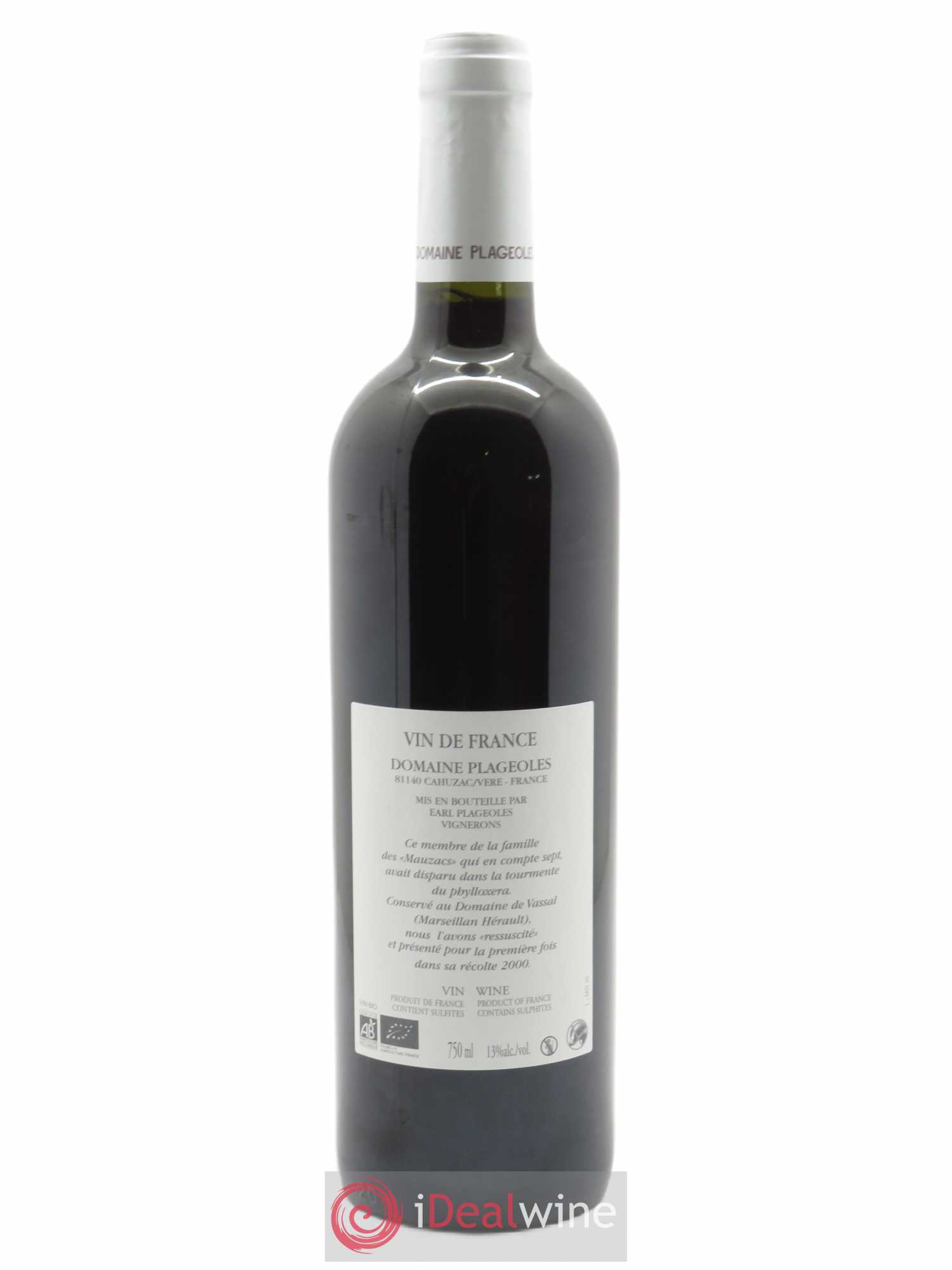Vin de France Mauzac noir Plageoles  2020 - Lot de 1 Bouteille