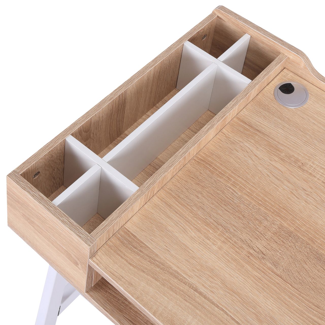 HOMCOM Schreibtisch Computertisch Bürotisch Arbeitstisch PC Tisch vielseitig verwendbar mit sechs Ablagefächern Schublade Breite Tischplatte für Arbeitszimmer Büro und Wohheim Natur 100 x 55 x 81,5 cm