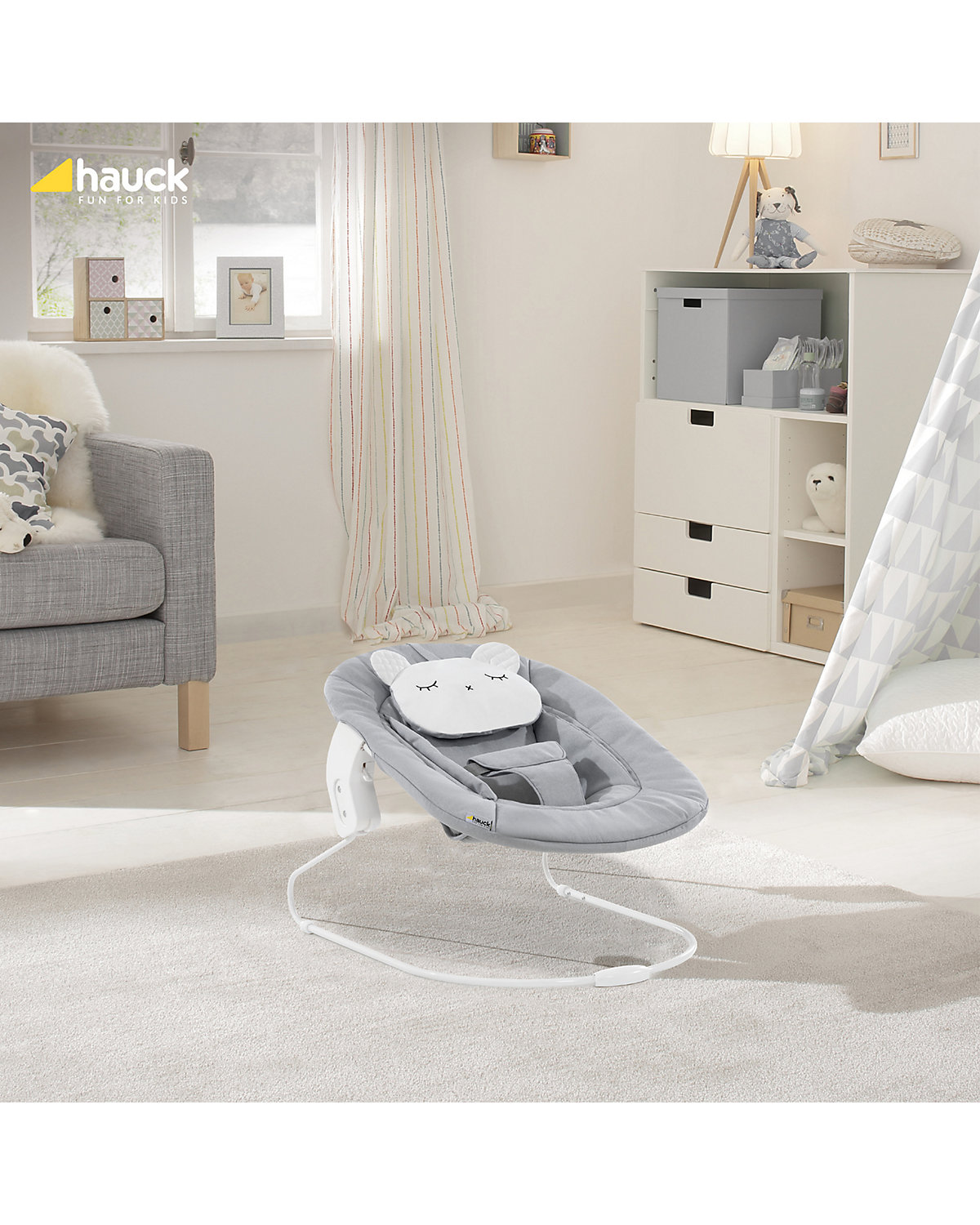 Bouncer 2in1 für Alpha+ Hochstuhl Newborn Set, Pastel Bear Light Grey