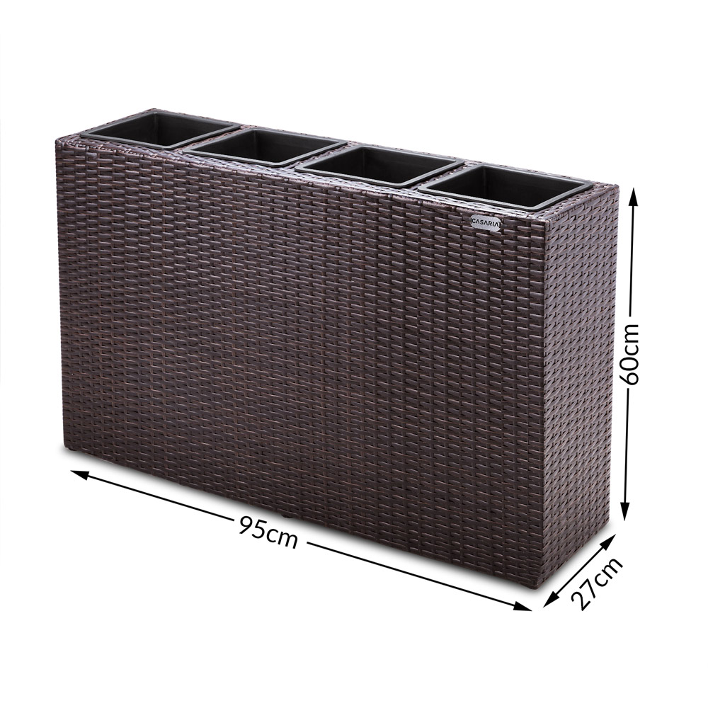 Casaria Blumenkasten Polyrattan 4er 95 x 60 x 27cm braun