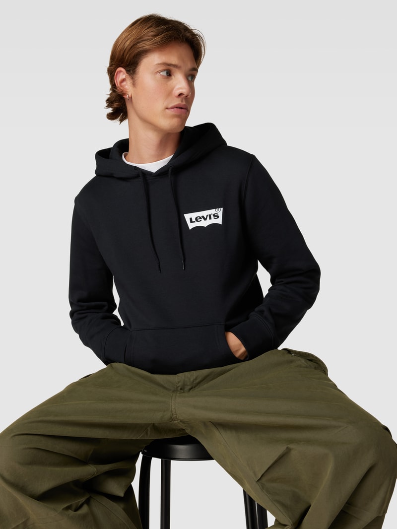 Hoodie mit Logo-Print in schwarz