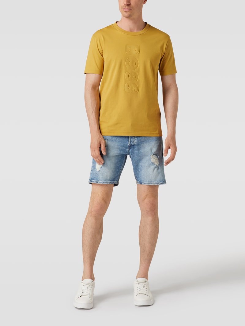 T-Shirt mit Label-Details Modell 'Tee' in dunkelgelb