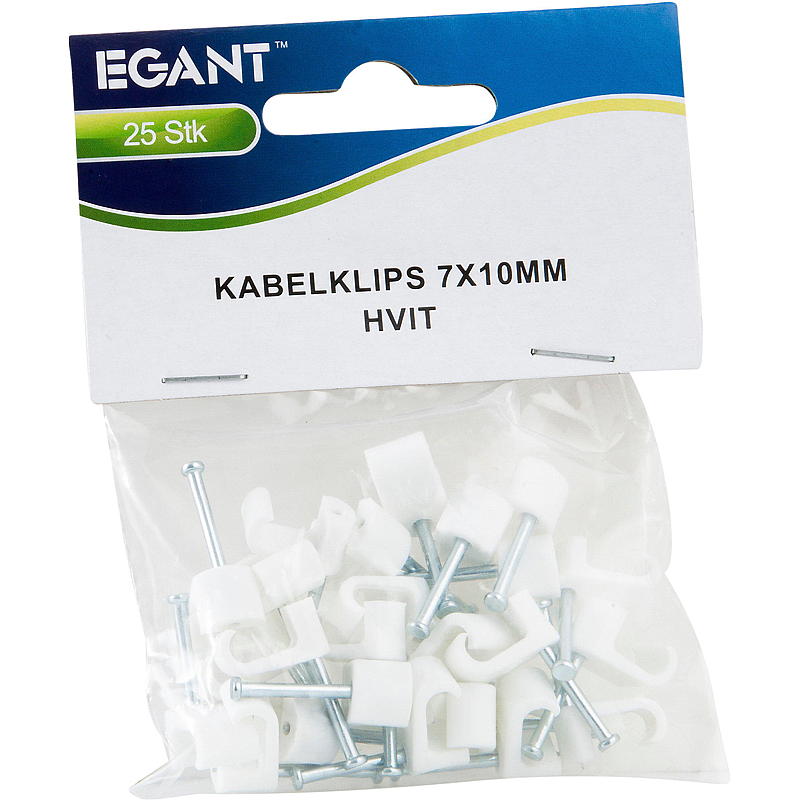 Egant Kabelklips 25-pk 7x10 mm, hvit