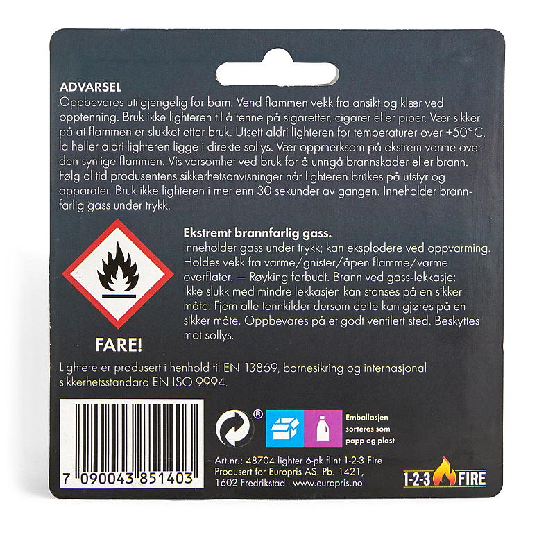 1-2-3 Fire Lighter 6-pk flint 1-2-3 fire