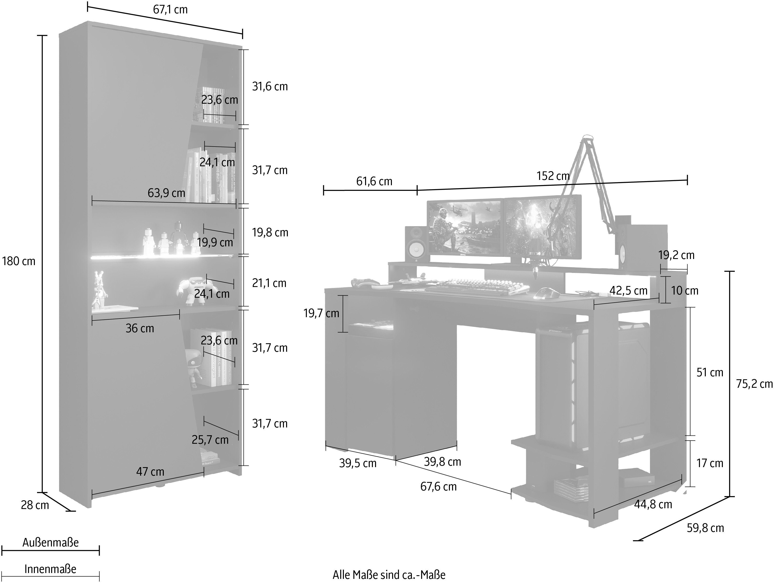 Parisot Jugendzimmer-Set Gaming - Set, (2-St), Gaming-Set