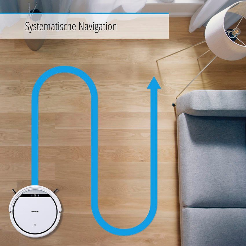 Medion® Saugroboter P12 MD 10065, 20 W, optimiert für Tierhaare und Allergiker, erweitertes Ersatzteilset