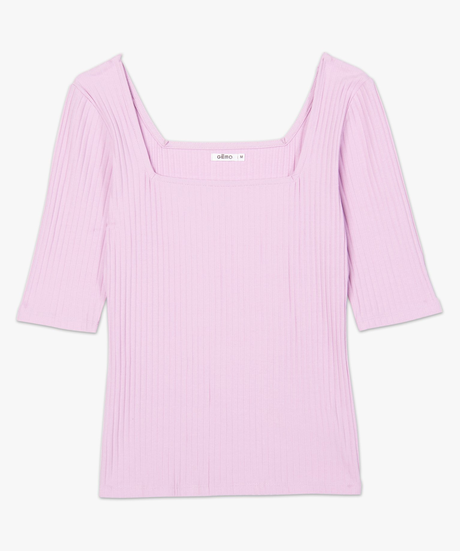 Tee-shirt femme à manches courtes en maille ctelée | GEMO