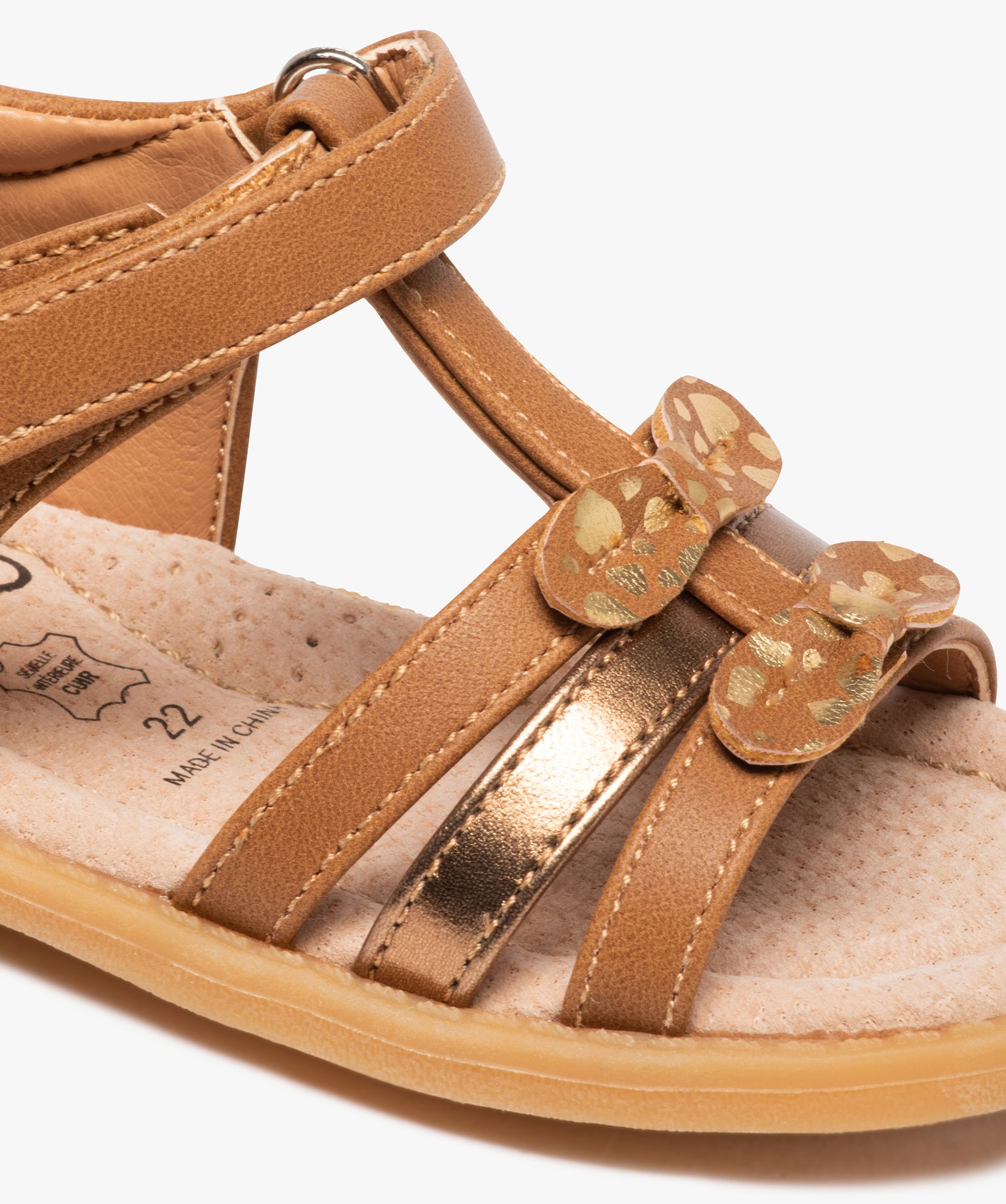 Sandales bébé fille à contrefort fermé et n?uds fantaisie camel | GEMO