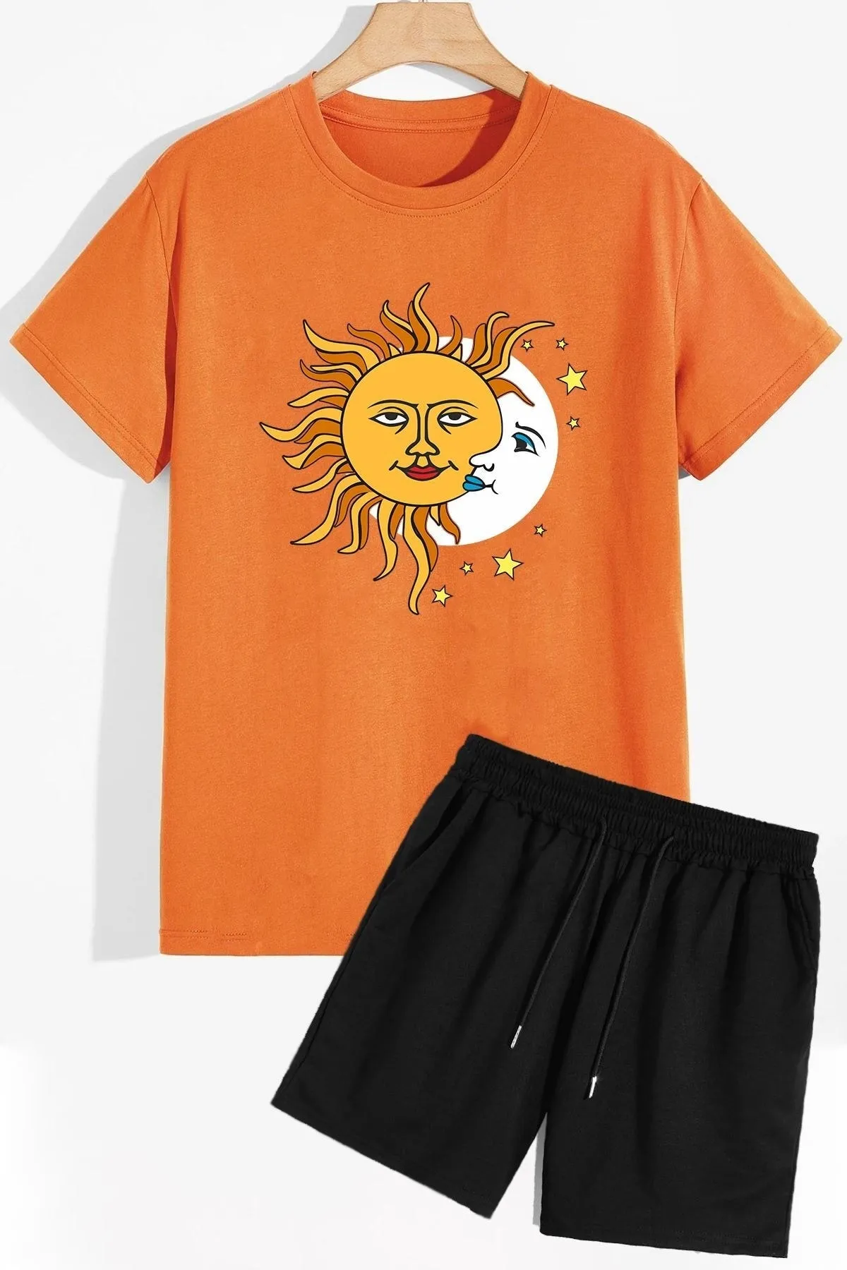 trendypassion  Shorts-T-Shirt-Trainingsanzug-Set mit Universum-Thema