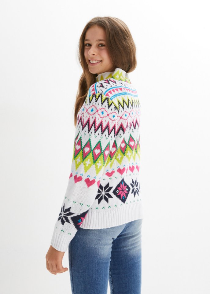 Mädchen Rollkragenpullover mit Norwegermuster
