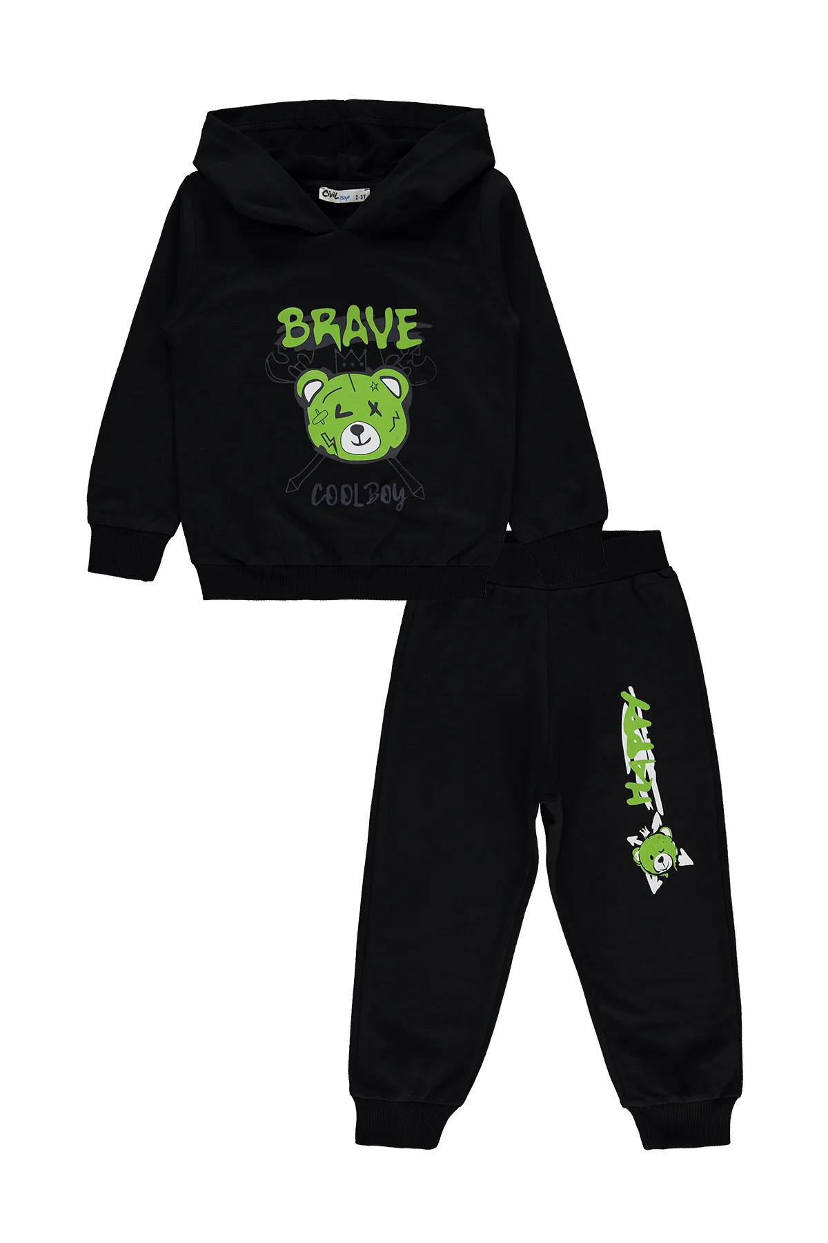 Civil Boys  Jungen-Trainingsanzug-Set, 2–5 Jahre, Schwarz