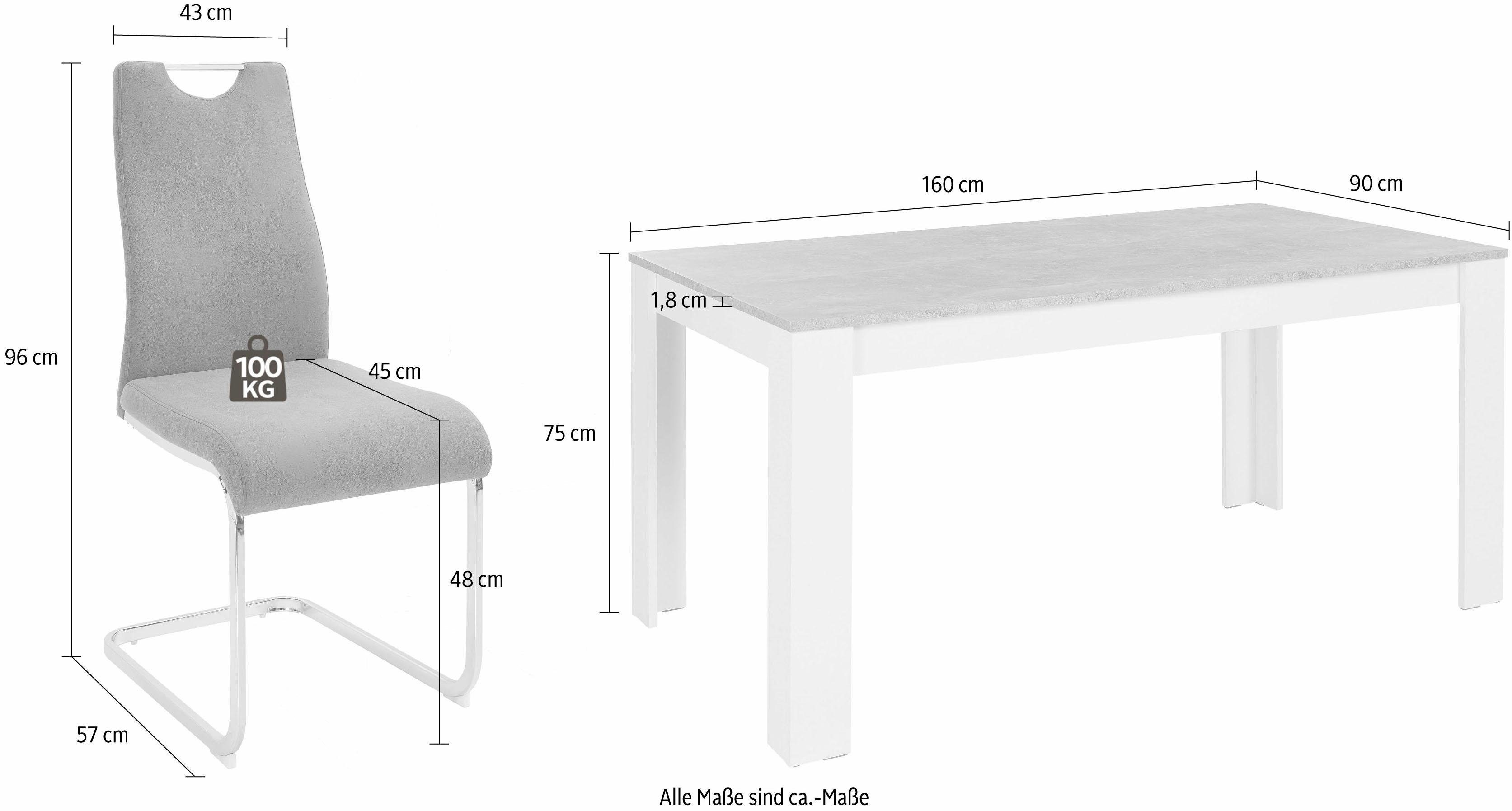Homexperts Essgruppe Zabona, (Set, 5-tlg), 4 Stühle und 1 Tisch