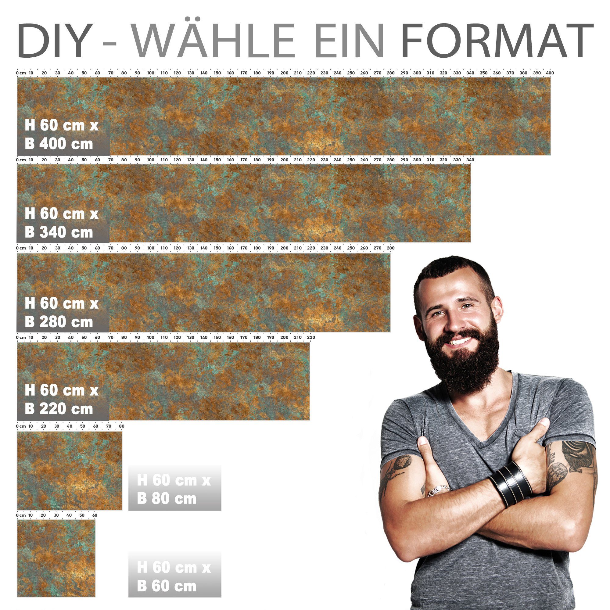 Stickerprofis Küchenrückwand VINTAGE BRONZE, (Premium), 1,5mm, selbstklebend, hält auf besonders vielen Öberflächen