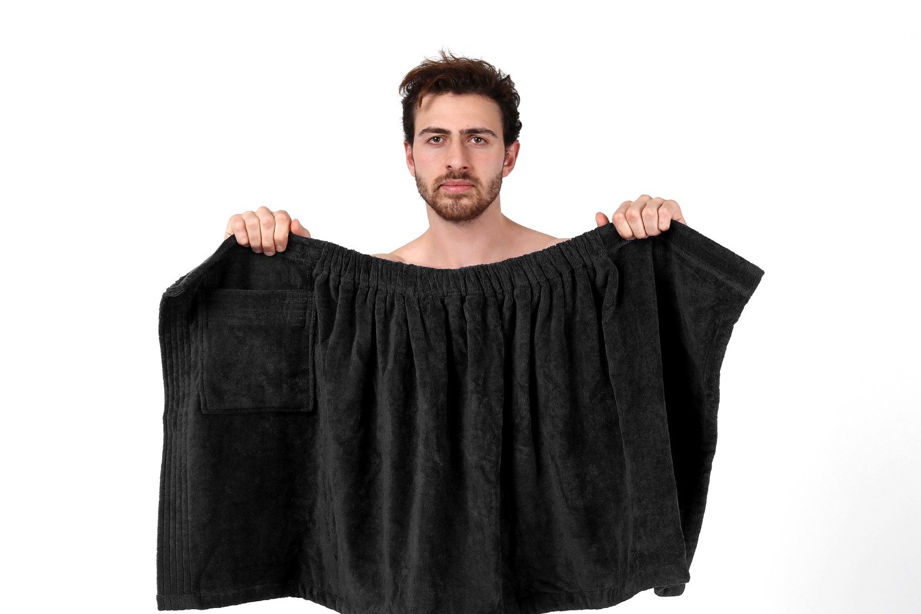 NoblesBox Saunatuch Herren Saunakilt, Baumwolle (1-St), Modern Bademantel, Mit Klettverschluss