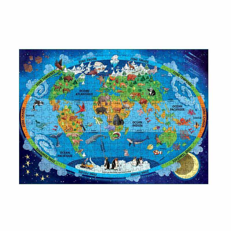 Le coffret du méga atlas de la terre avec puzzle 500 pièces Sassi