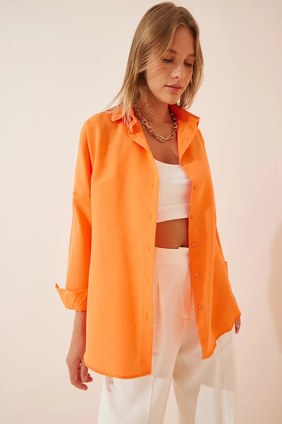 Happiness İstanbul  Hemd - Orange - Oversized