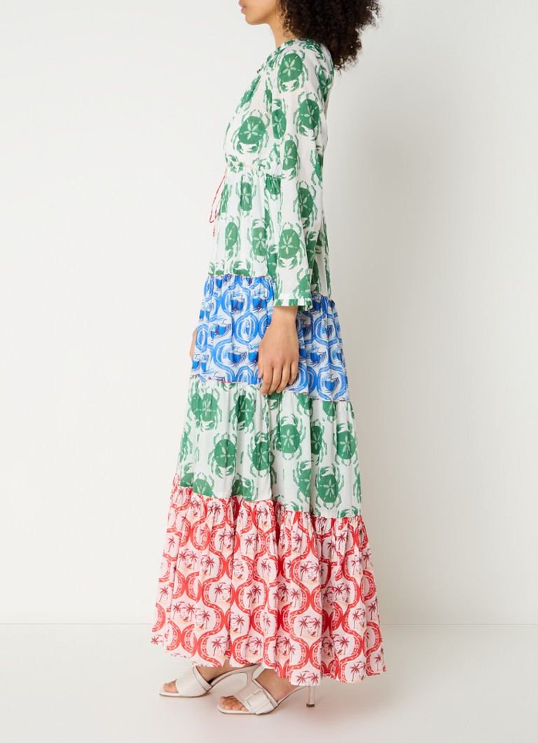 Vestido túnica largo con estampado de mezcla de sellos de Farm Rio