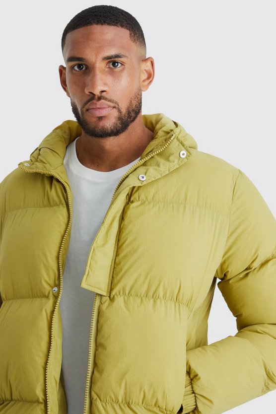 Tall kastige Steppjacke mit Kapuze und Knopfleiste