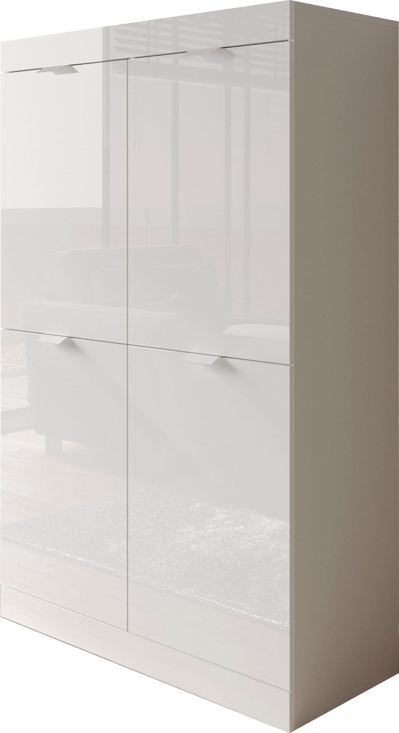 LC Highboard Slim, Breite 91 cm, weiß Hochglanz Lack