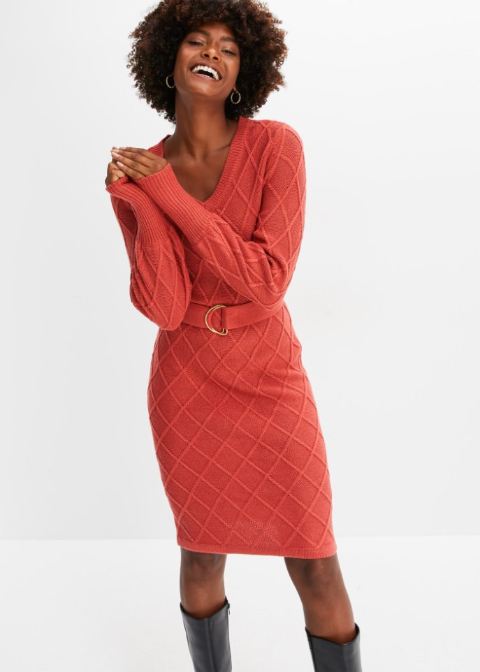 Strickkleid mit Gürtel