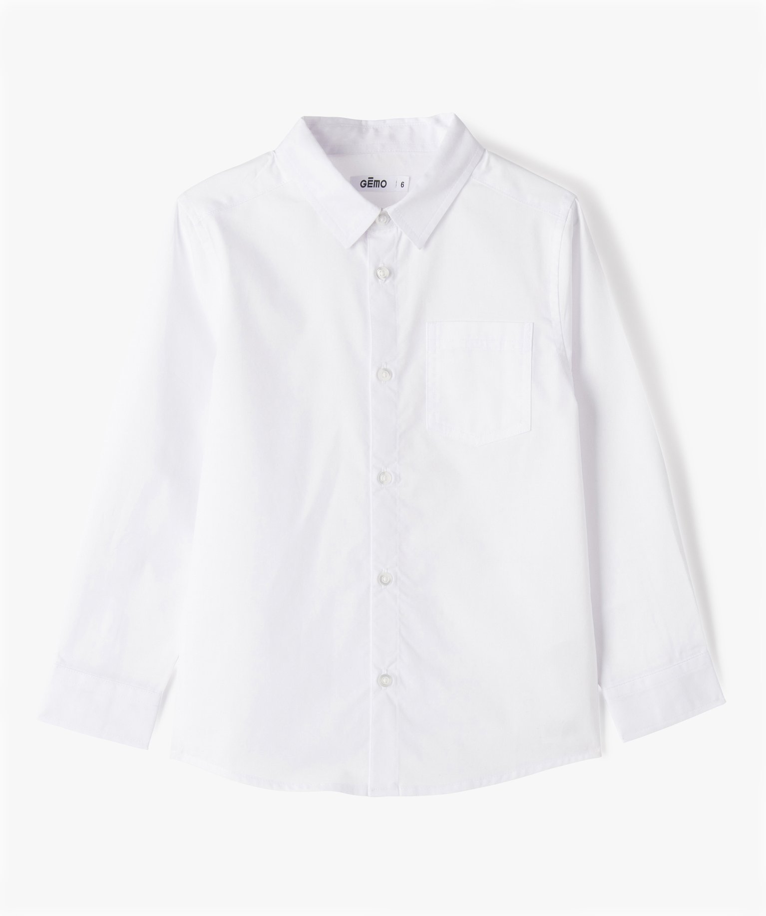 Chemise Garçon unie à manches longues blanc | GEMO