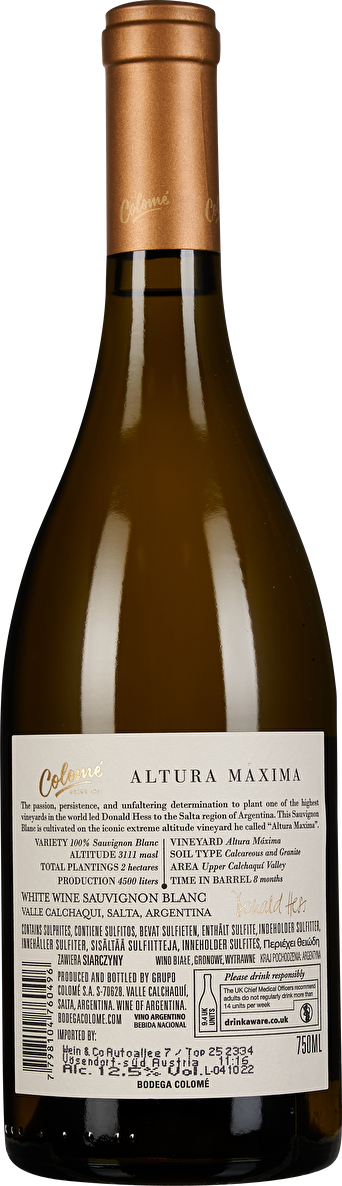 Colomé Sauvignon Blanc Altura Máxima 2021