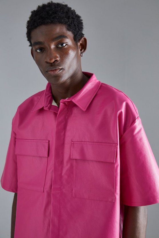 Kastiges Oversize PU-Hemd