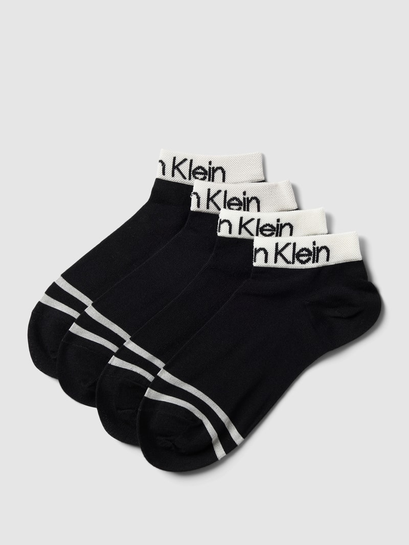 Sneakersocken mit Viskose-Anteil im 4er-Pack in schwarz