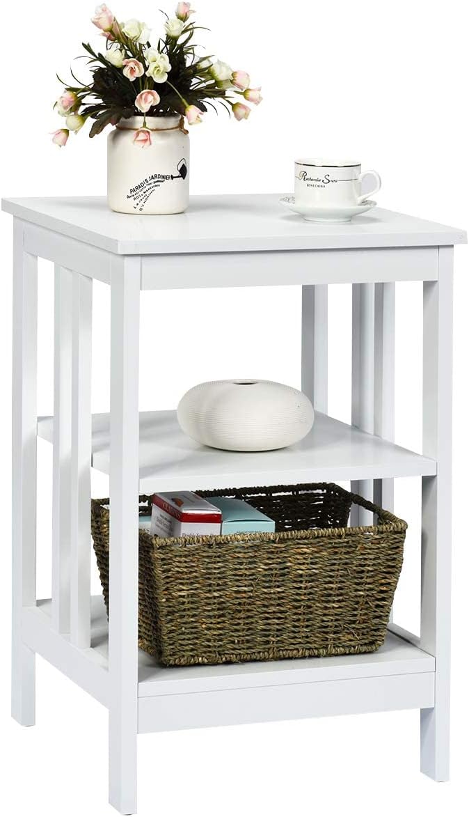 Costway COSTWAY Nachttisch 3 Ebenen, Beistelltisch Nachtschrank