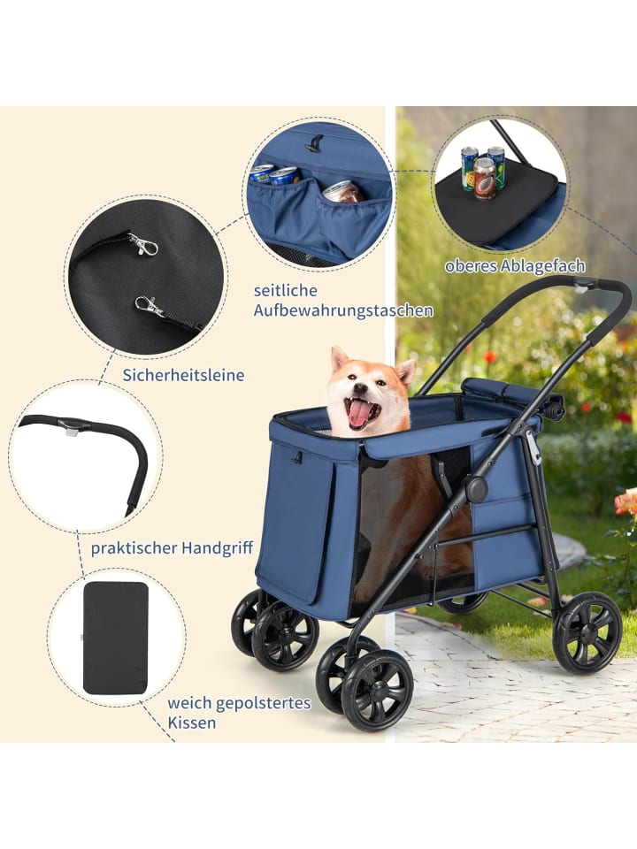 COSTWAY Hundebuggy klappbar in Blau günstig kaufen onesize