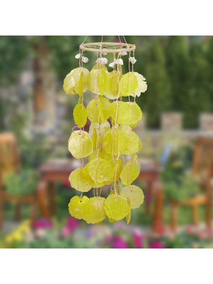 relaxdays Capiz Windspiel in Gelb - (H)48 cm günstig kaufen onesize