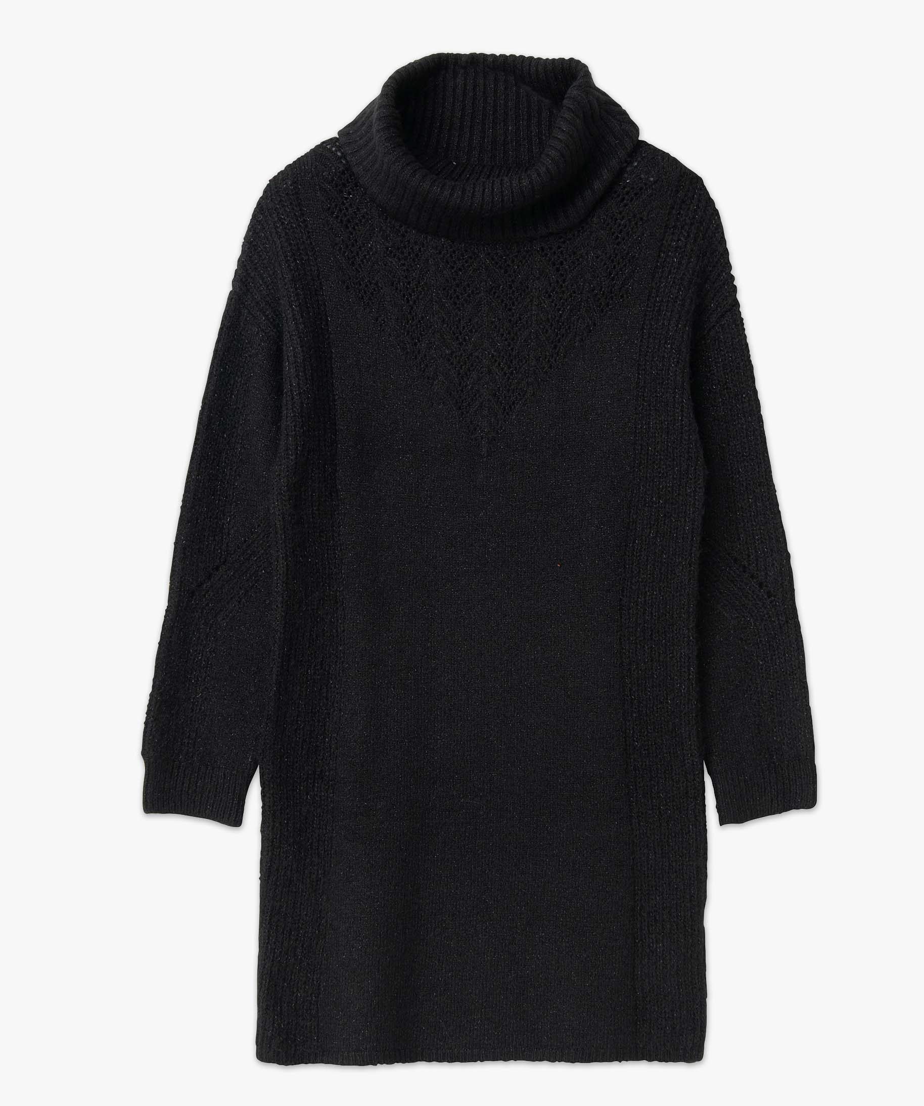 Robe pull femme en maille pailletée avec large col roulé noir | GEMO