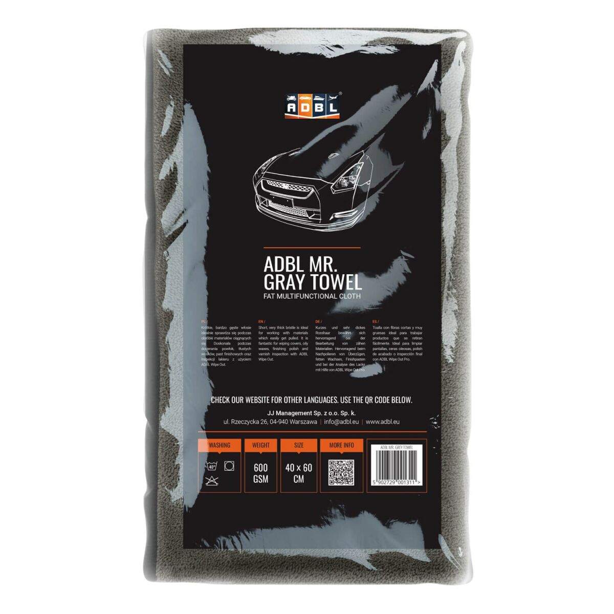 ADBL Mr. Gray Towel Poliertuch 600GSM 40×60