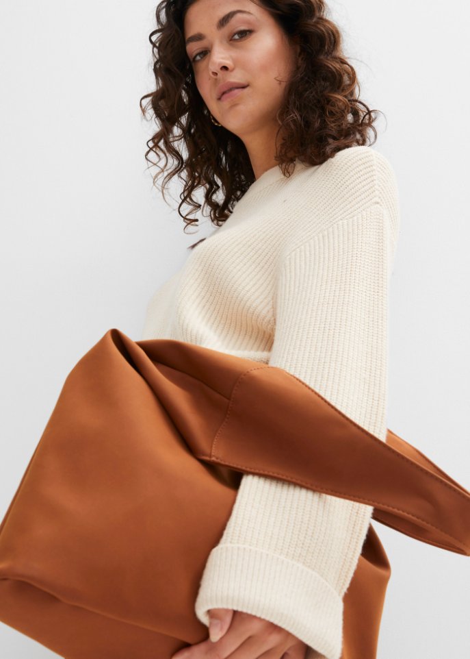 Ripppullover mit weitem Ärmel