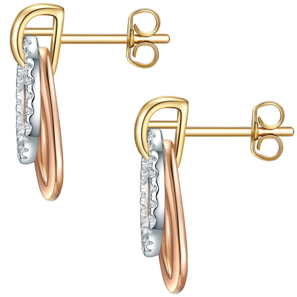 Rafaela Donata Puces d'oreilles en argent Argent sterling Oxyde de zirconium (CZ) en Or jaune Boucles d'oreilles