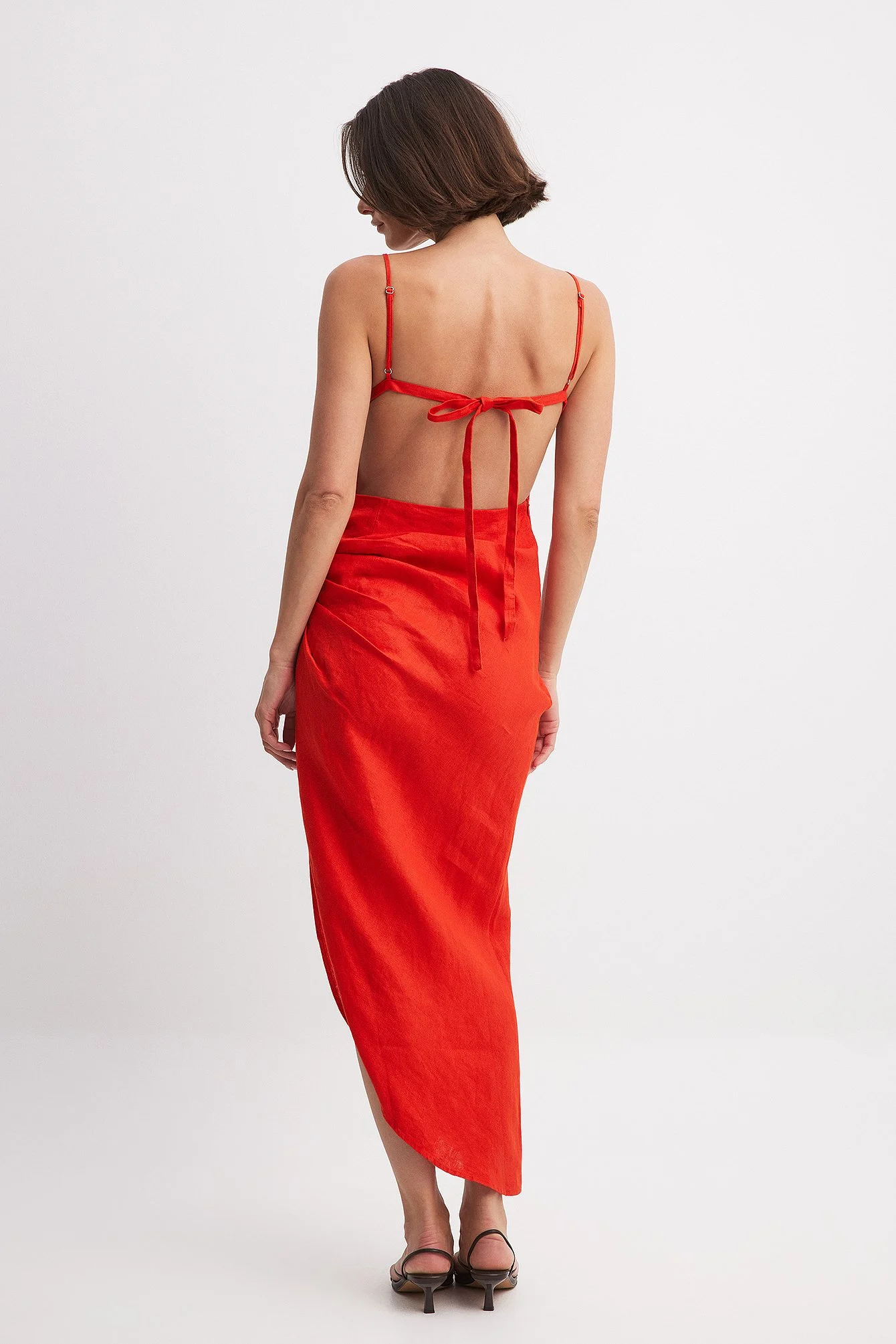 Drapiertes Kleid aus Leinen
