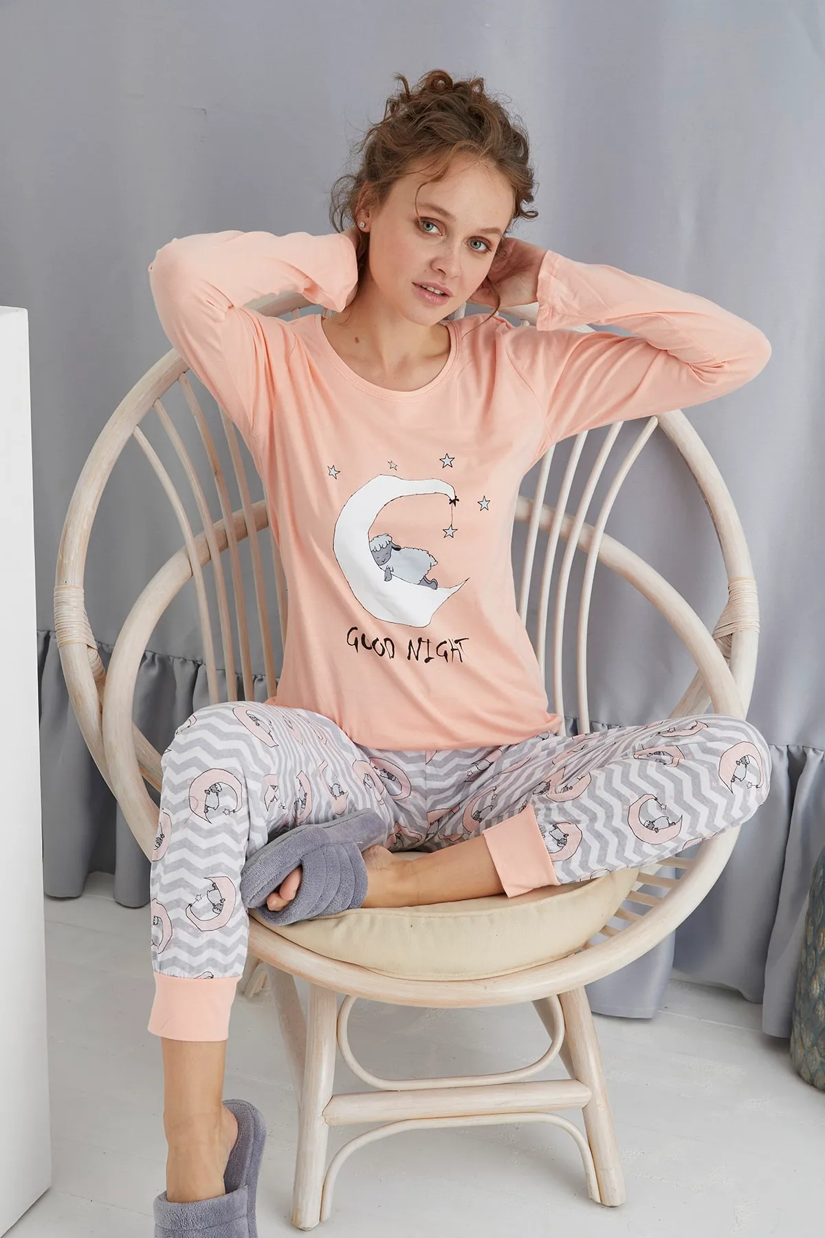 STRAWBERRY  LANGÄRMELIGES PYJAMA-SET AUS BAUMWOLLE