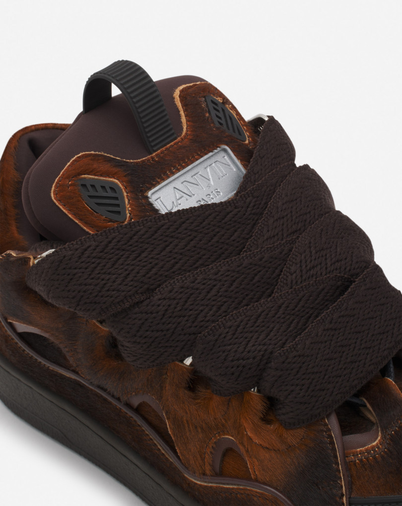 SNEAKERS CURB EN CUIR A EFFET PONY