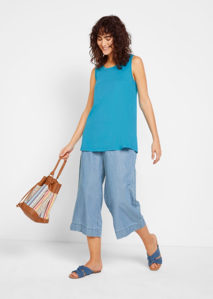 Nachhaltiges Long-Top mit Rundhals