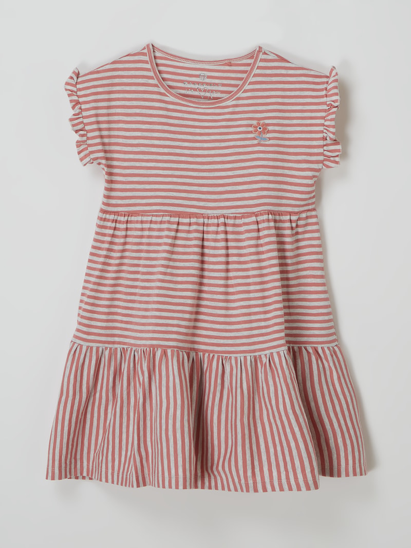 Kleid mit Streifenmuster in koralle