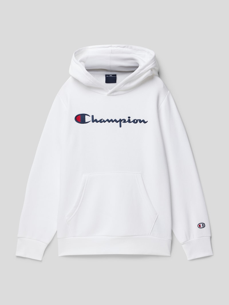 Hoodie mit Label-Stitching in weiß