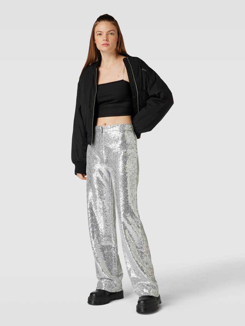 Crop Top mit Feinripp Modell 'RHINA' in black