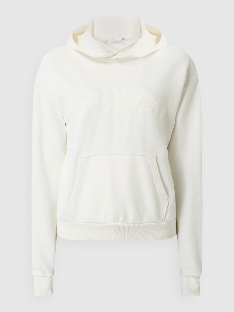 Hoodie mit Logo-Stickerei Modell 'Bischkek' in ecru