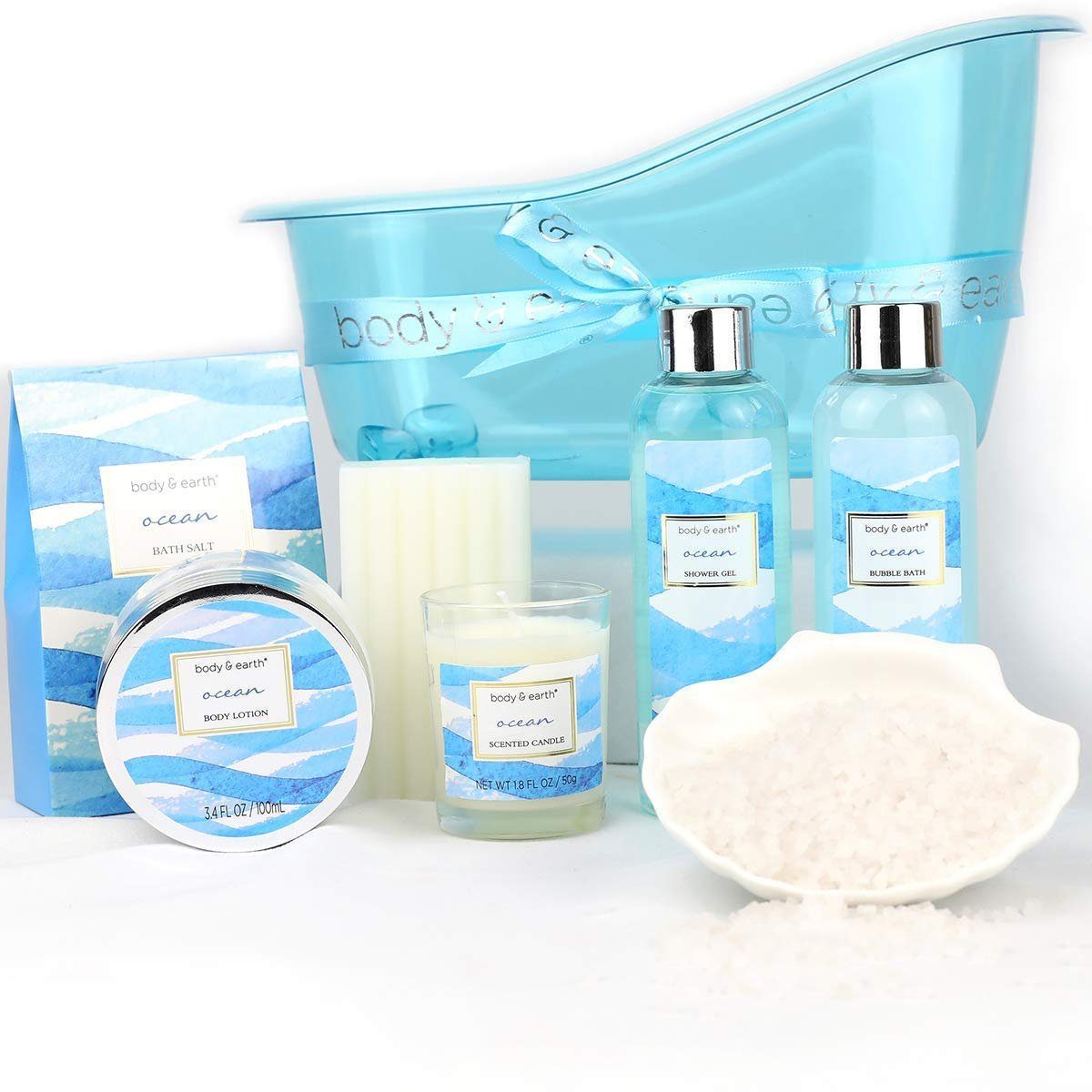 Spa luxetique Pflege-Geschenkset Badeset Geschenkbox, 7-tlg., mit Duft mit Ozean, Bad und Körper Geschenkkorb