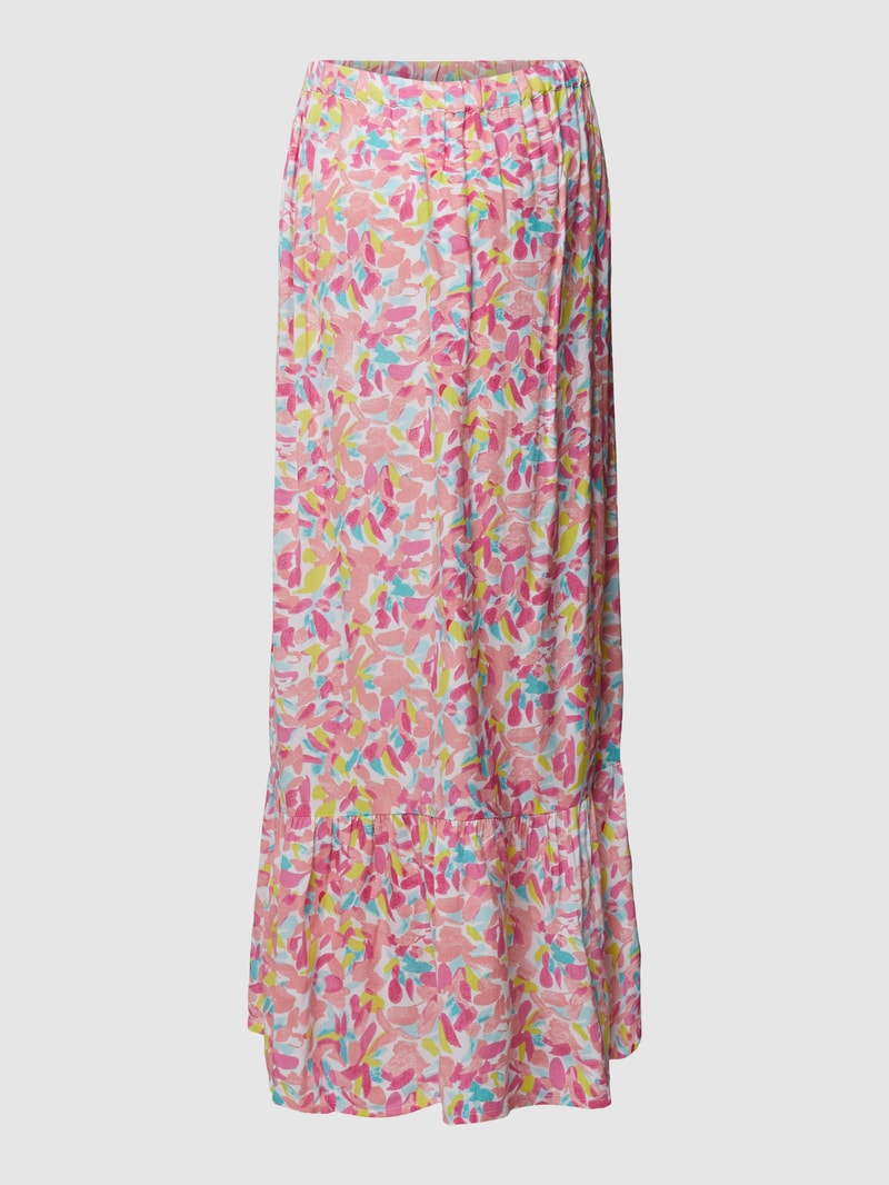Umstands-Midirock aus Viskose mit floralem Muster Modell 'Casey' in pink
